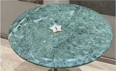 פלטת שולחן שיש ירוקה עגולה
